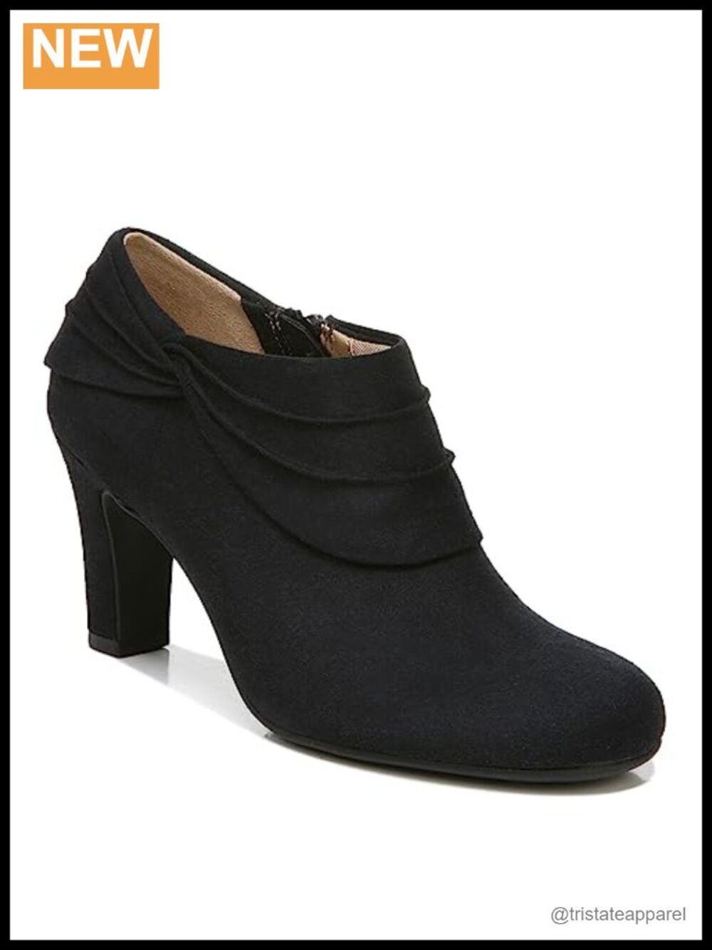 LifeStride Corie Ankle Bootie Block Heel Round Toe Zip Closure Synthetic